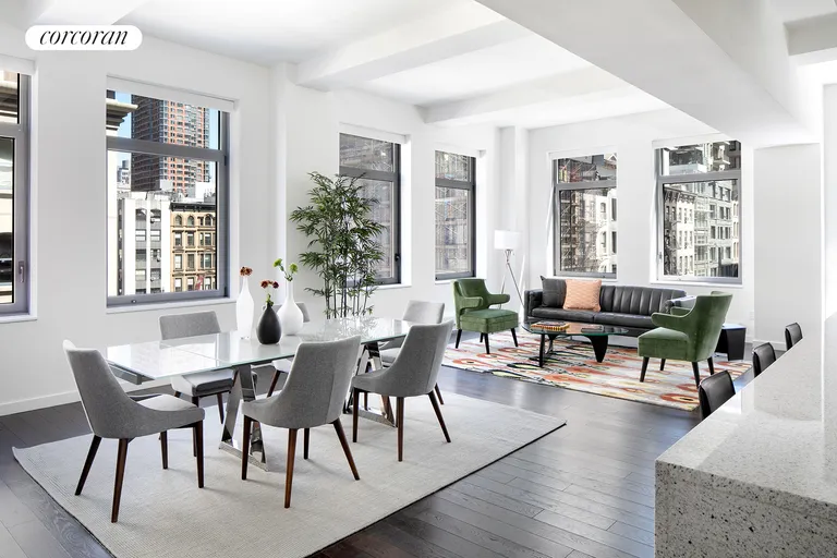 New York City Real Estate | View 37 Warren Street, 4A | EXPANSIVE CORNER LIVING AND DINING | View 2