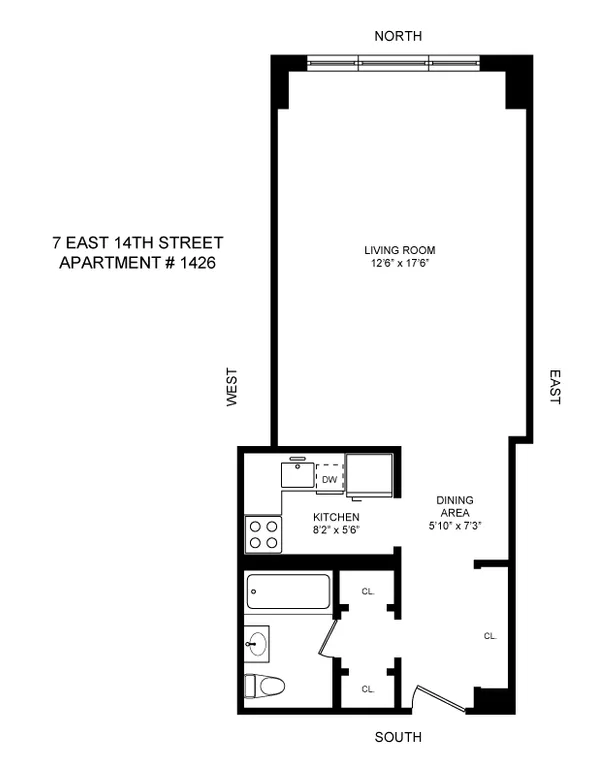 7 East 14th Street, 1426 | floorplan | View 5