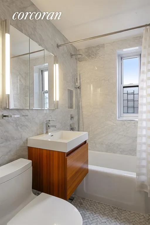 New York City Real Estate | View 530D Grand Street, 3A | Windowed Marble Bath | View 6