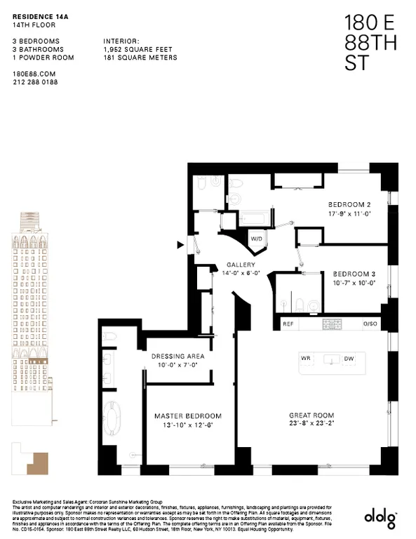180 East 88th Street, 14A | floorplan | View 6