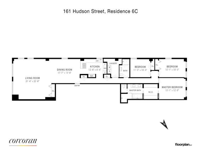 161 Hudson Street, 6C | floorplan | View 13