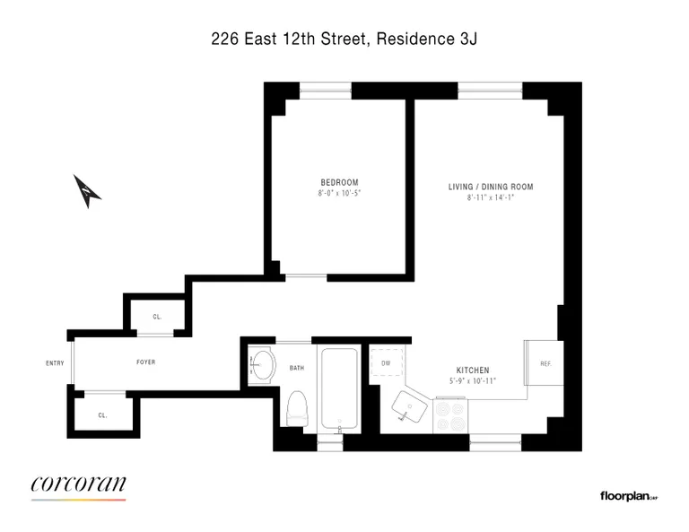 226-230 East 12th Street, 3J | floorplan | View 6