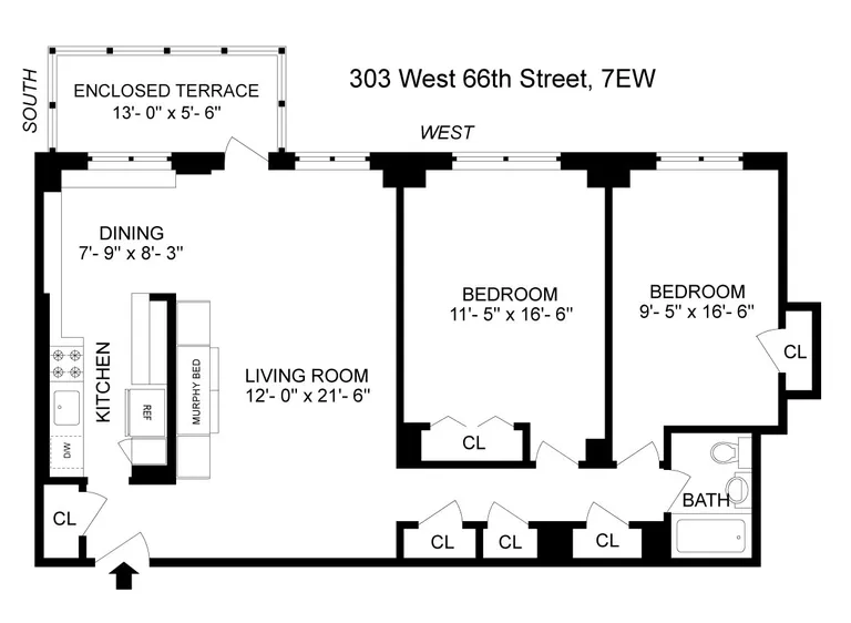 303 West 66th Street, 7EW | floorplan | View 9