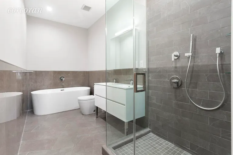 New York City Real Estate | View 139 Rochester Avenue | Gorgeous master bathroom with Duravit fixtures! | View 6