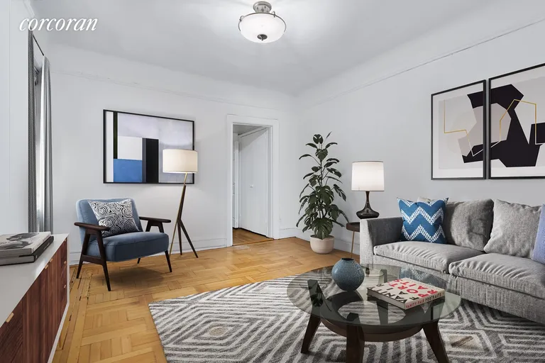New York City Real Estate | View 135 West 16th Street, 21 | Living room (virtually staged) | View 4