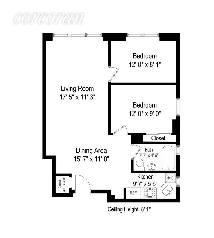 New York City Real Estate | View 321 East 45th Street, 7D | Floor Plan | View 5