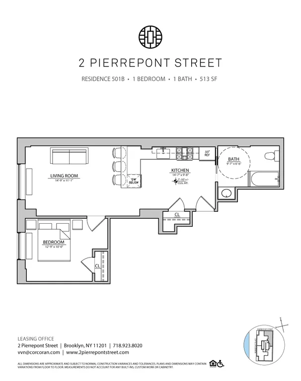 2 Pierrepont Street, 501B | floorplan | View 5
