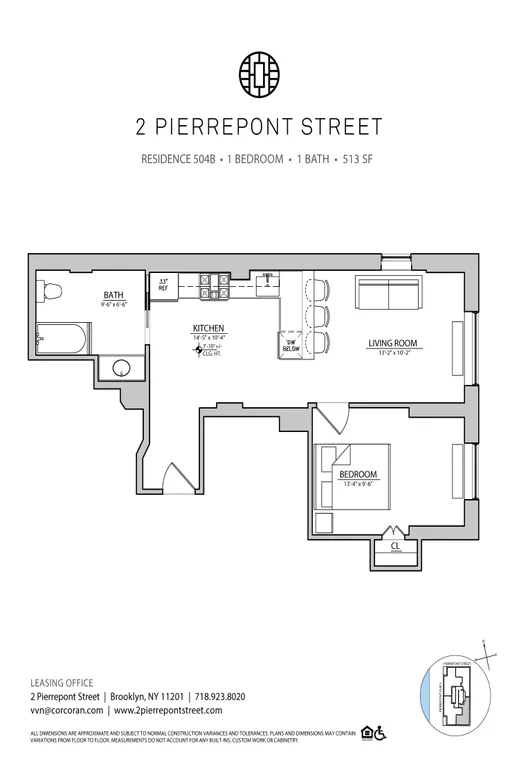 2 Pierrepont Street, 504B | floorplan | View 5