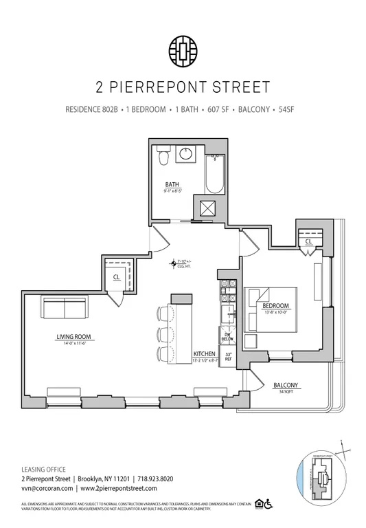 2 Pierrepont Street, 802B | floorplan | View 9
