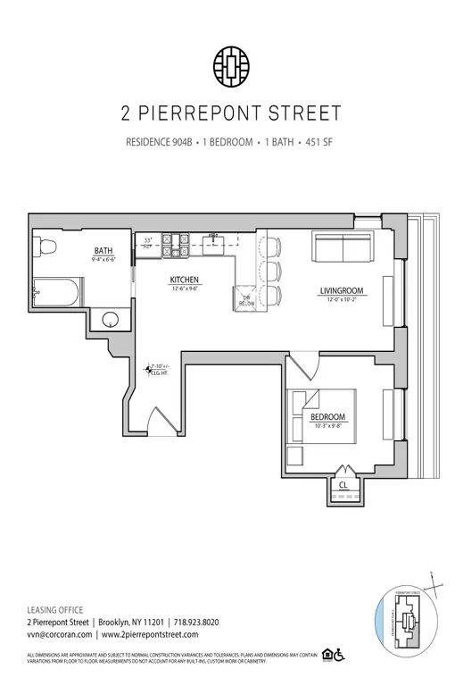 2 Pierrepont Street, 904B | floorplan | View 5