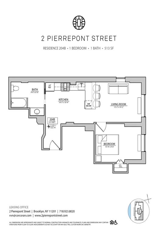 2 Pierrepont Street, 204B | floorplan | View 5