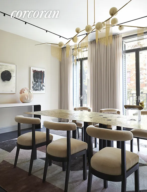 New York City Real Estate | View 135 West 11th Street | Formal dining room with Juliette balconies | View 6