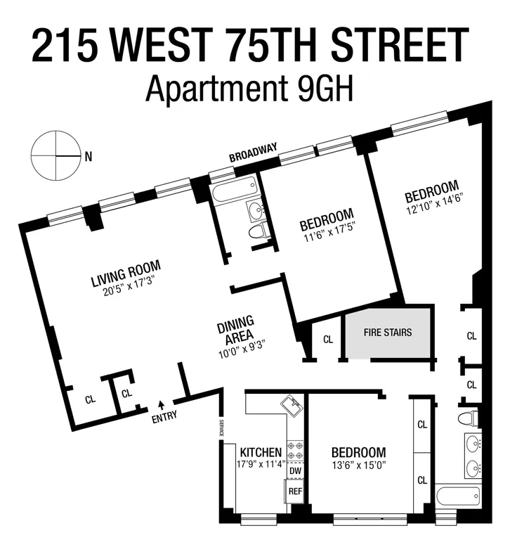 215 West 75th Street, 9GH | floorplan | View 12