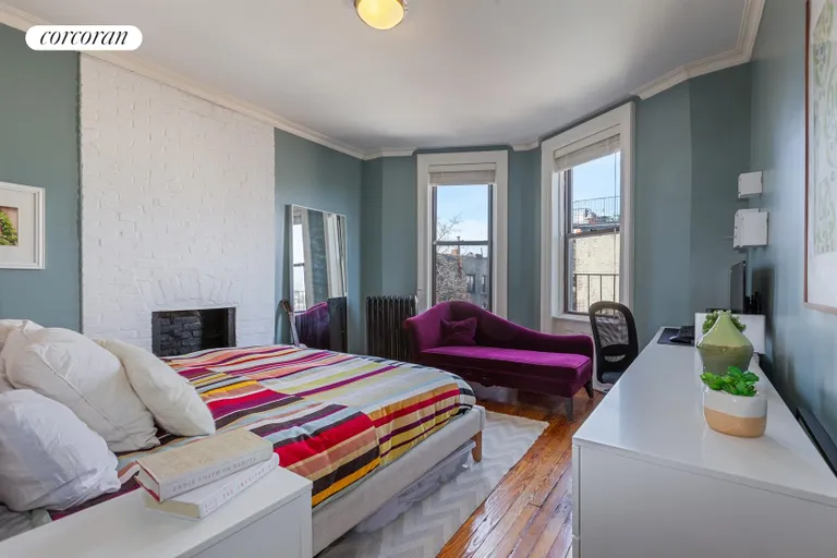 New York City Real Estate | View 164 Prospect Park West, 4L | Western facing master bedroom w/ decorative FP | View 4