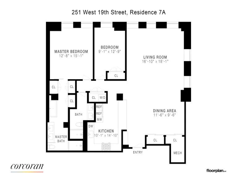 251 West 19th Street, 7A | floorplan | View 12