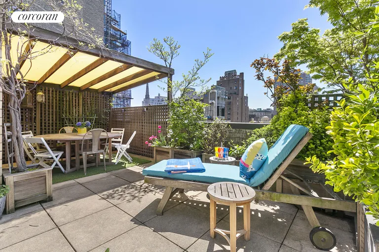 New York City Real Estate | View 44 East 12th Street, PHC | Terrace w portico | View 5