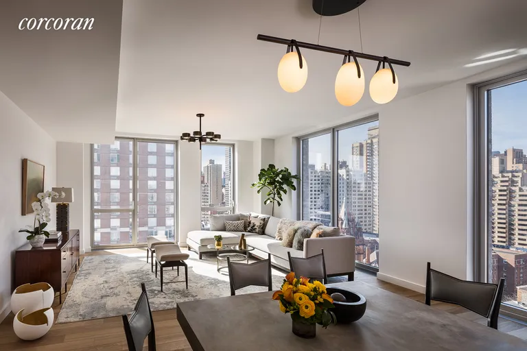 New York City Real Estate | View 360 East 89th Street, 19B | Corner Living/Dining Room | View 2