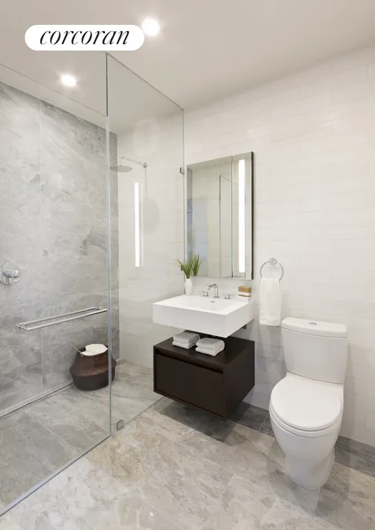 New York City Real Estate | View 287 East Houston Street, 4B | Oversized shower, heated floors and storage | View 5