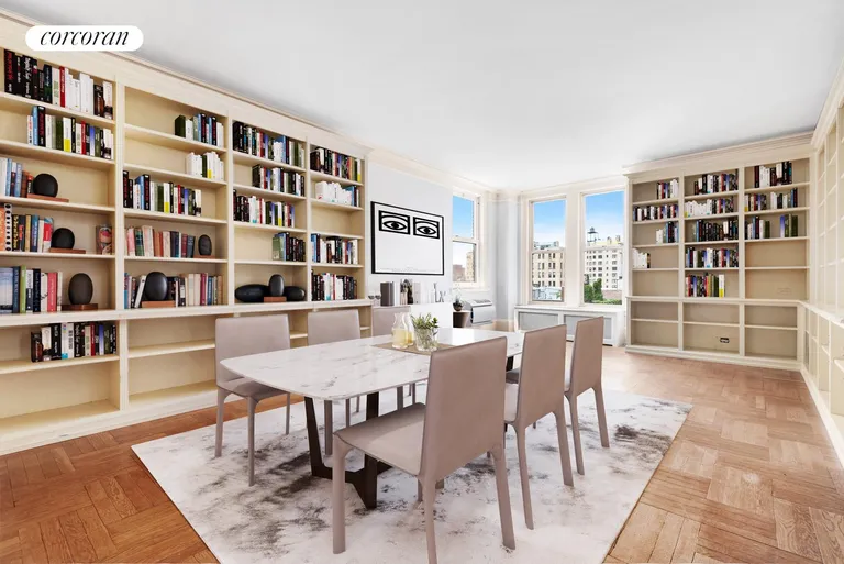 New York City Real Estate | View 1192 Park Avenue, 8B | Virtually staged formal DR w/ views to West Side | View 8
