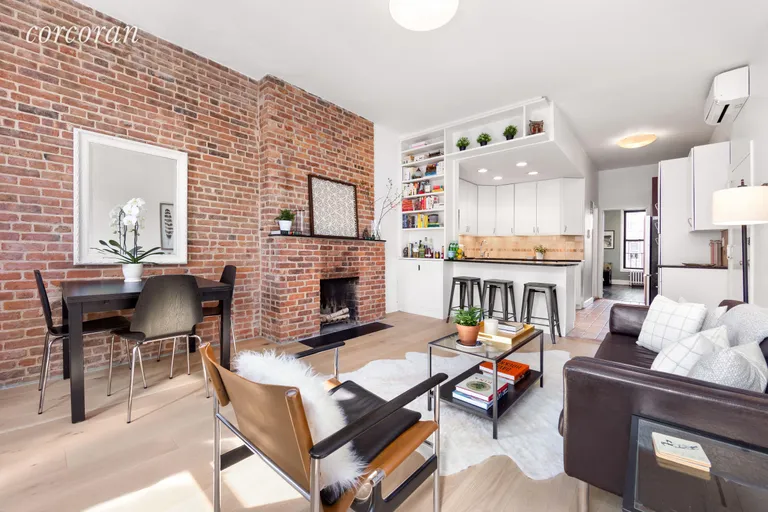 New York City Real Estate | View 233 Union Street, 3 | Living room w/WBF open to  kitchen | View 2