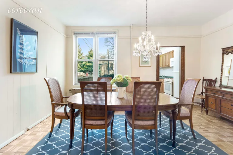 New York City Real Estate | View 45 Fuller Place | Light and airy dining room with kitchen beyond | View 3