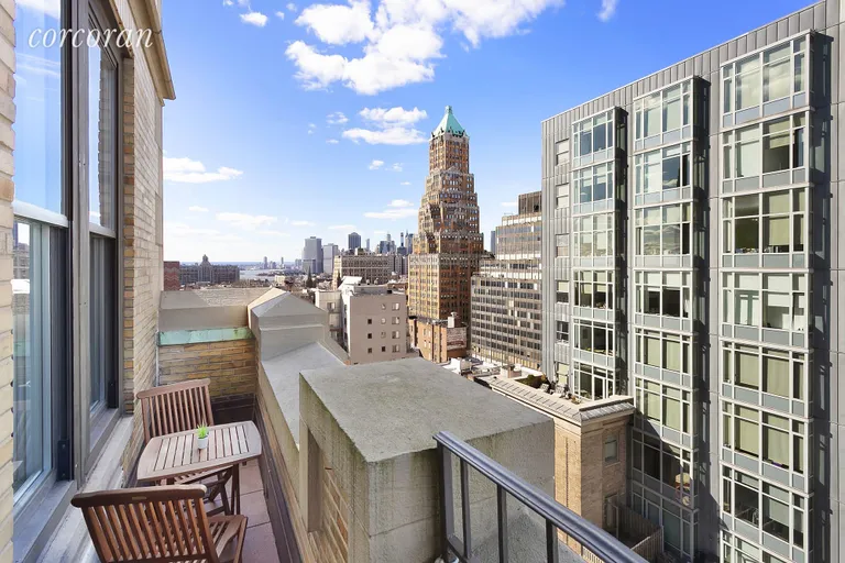 New York City Real Estate | View 96 Schermerhorn Street, 12FG | Private terrace with blue skies and views | View 2