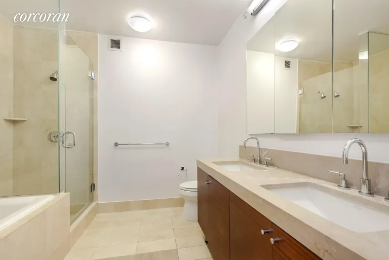 New York City Real Estate | View 30 West Street, 28G | Master Bath | View 6