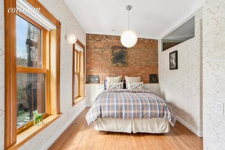 New York City Real Estate | View 371 Carlton Avenue | Exposed brick in one of 4 bedrooms | View 10