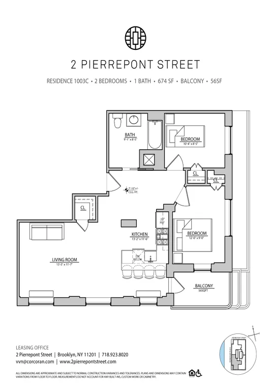 2 Pierrepont Street, 1003C | floorplan | View 6