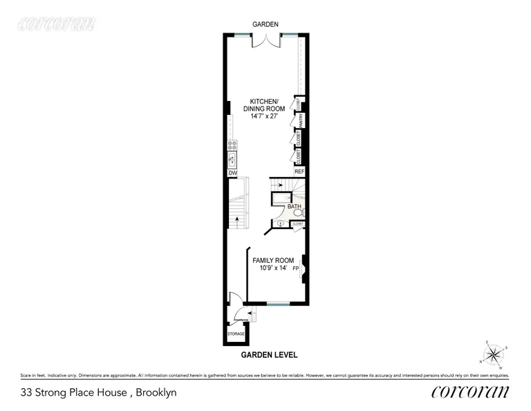 New York City Real Estate | View 33 Strong Place | Garden Level Floorplan | View 9