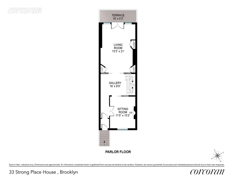 New York City Real Estate | View 33 Strong Place | Parlor Floor Floorplan | View 10