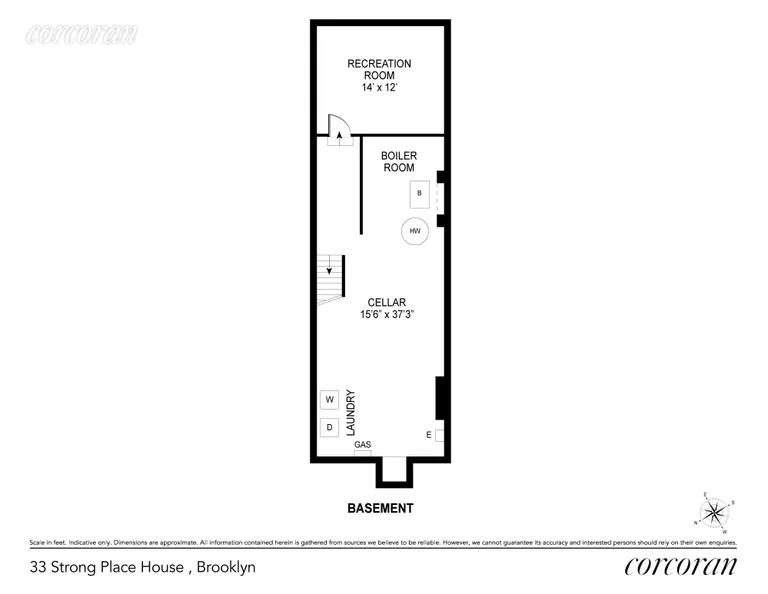 New York City Real Estate | View 33 Strong Place | Basement Floorplan | View 13