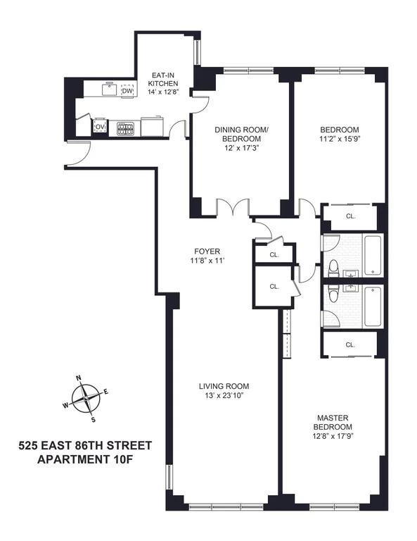 525 East 86th Street, 10F | floorplan | View 10