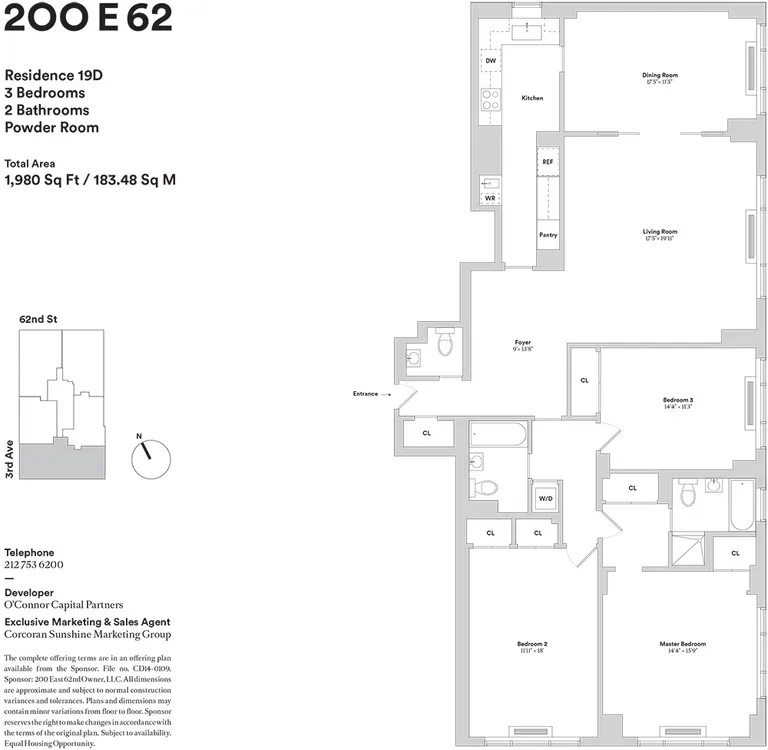200 East 62nd Street, 19D | floorplan | View 9