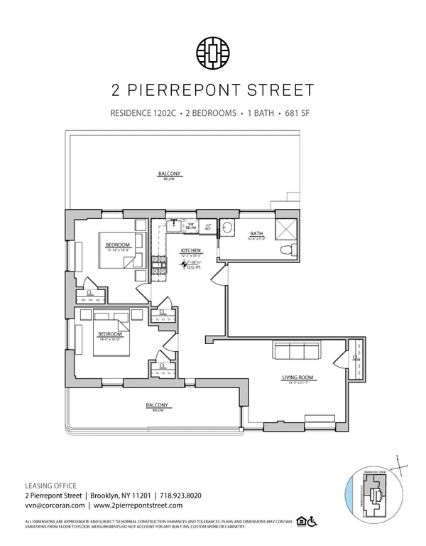 2 Pierrepont Street, 1202C | floorplan | View 5