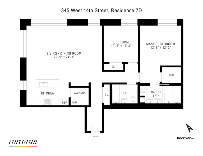 345 West 14th Street, 7D | floorplan | View 5