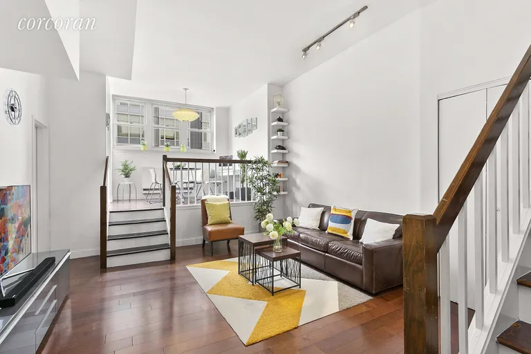 New York City Real Estate | View 96 Schermerhorn Street, PHK | Soaring ceilings in the living room | View 3
