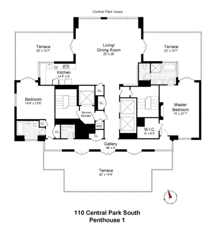 110 Central Park South, PH1 | floorplan | View 6