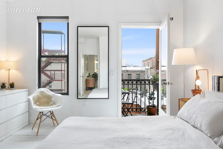 New York City Real Estate | View 138 Broadway, 5G | Balcony off of bedroom | View 9