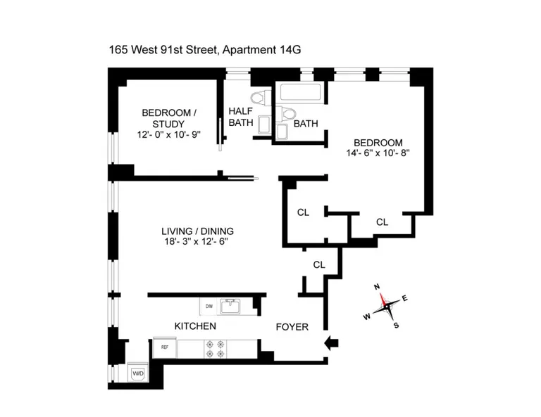 165 West 91st Street, 14G | floorplan | View 7
