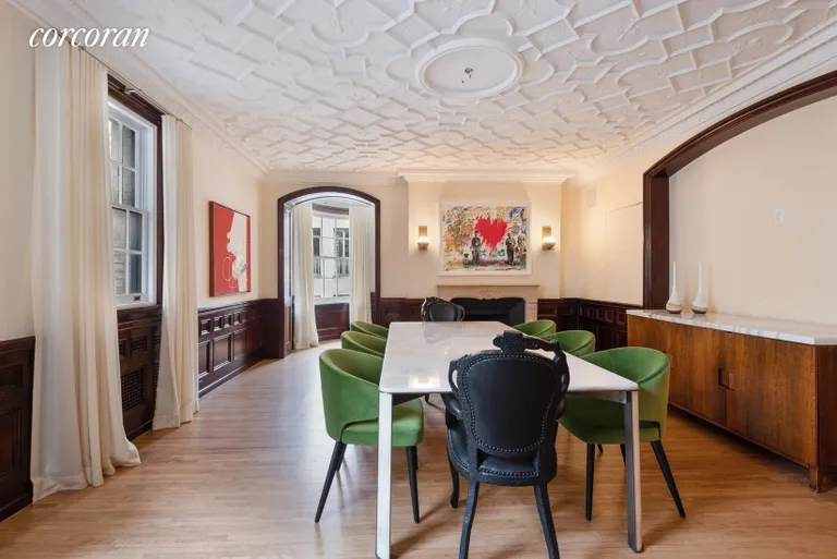 New York City Real Estate | View 35 East 68th Street, 3/4 | Huge Dining Room with Wood Burning Fireplace | View 2