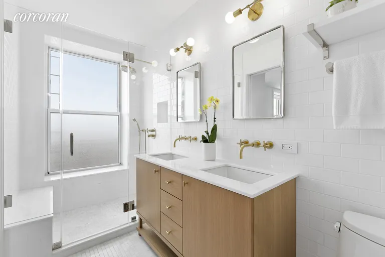 New York City Real Estate | View 86 2nd Place, 4 | Dual sink master bath with radiant heat floors | View 8