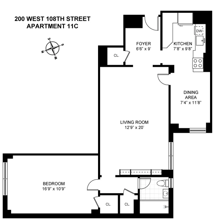 200 West 108th Street, 11C | floorplan | View 9