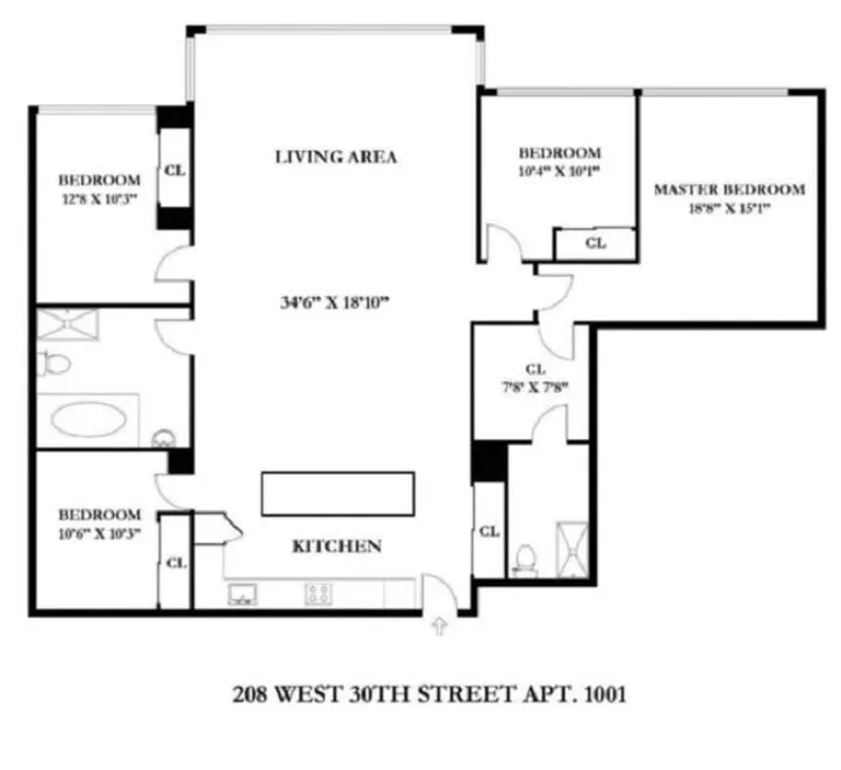 208 West 30th Street, 1001 | floorplan | View 6