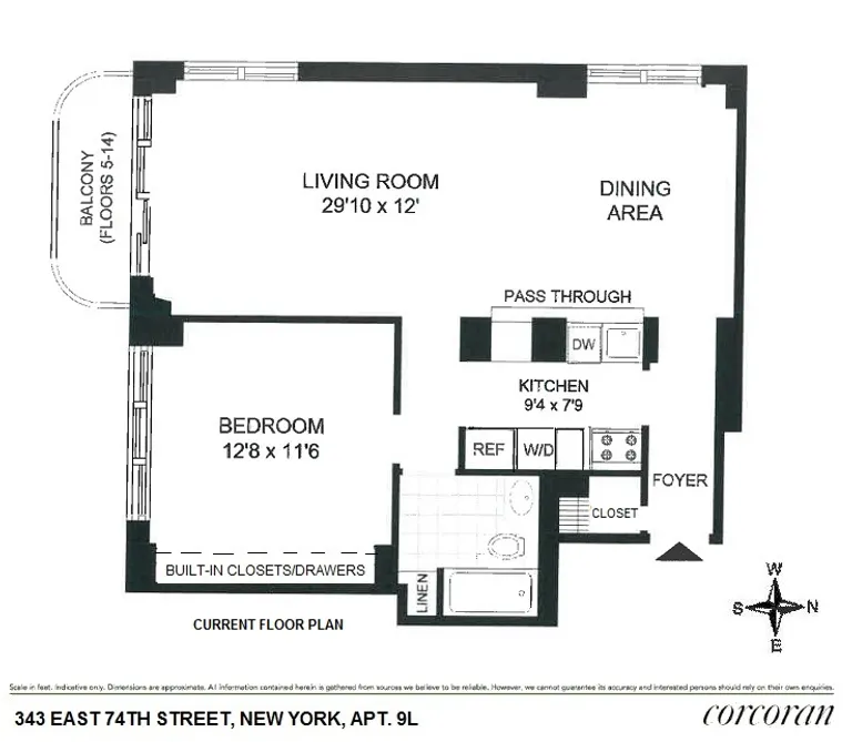 343 East 74th Street, 9L | floorplan | View 7
