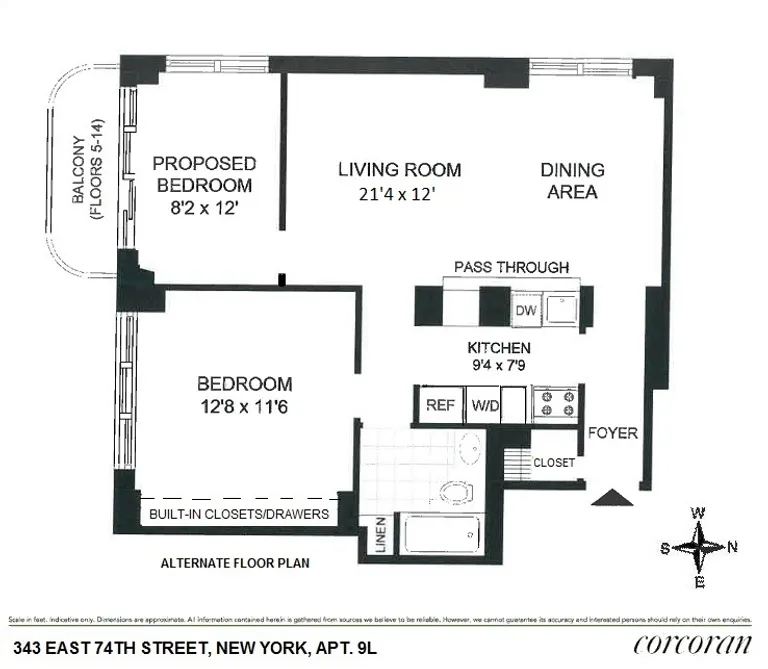 343 East 74th Street, 9L | floorplan | View 8