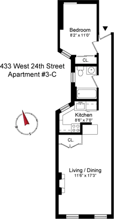 433 WEST 24TH STREET, 3C | floorplan | View 3