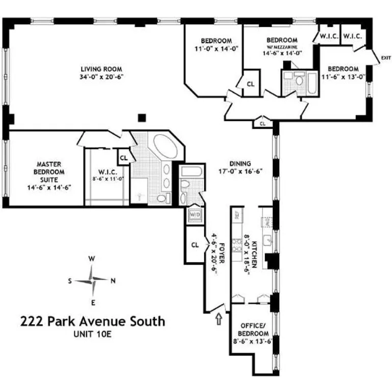 222 Park Avenue South, 10E | floorplan | View 5