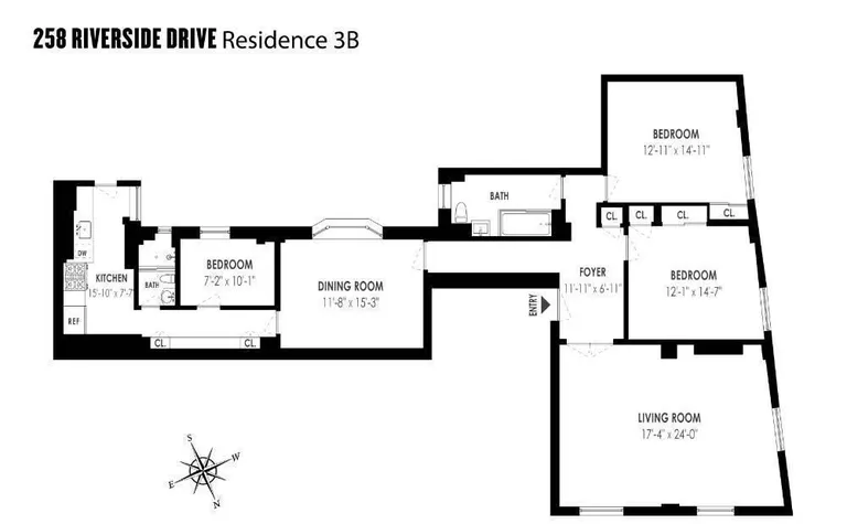 258 Riverside Drive, 3B | floorplan | View 11