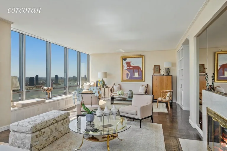 New York City Real Estate | View 860 United Nations Plaza, PHB | Great Room w/ WBFP | View 2